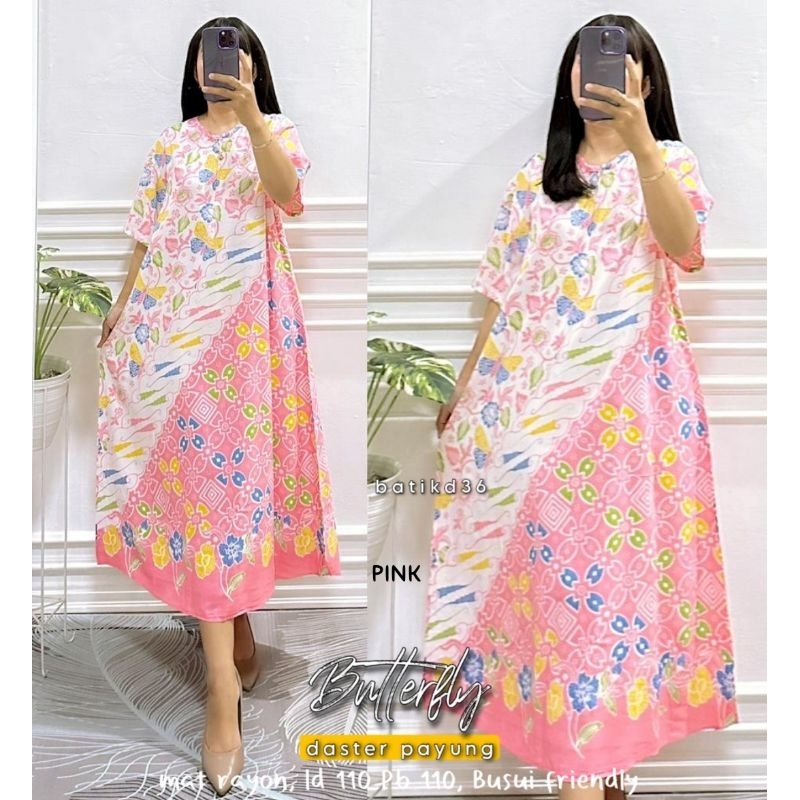 (Semerbak) Daster busui friendly payung Butterfly rayon adem Murah Batik baju tidur remaja wanita Jumbo  Bumil Pastel kos harian rumah rumahan adem tidak luntur motif corak bunga terkini cantik viral premium 2022 Jogja solo tidur grosir simple