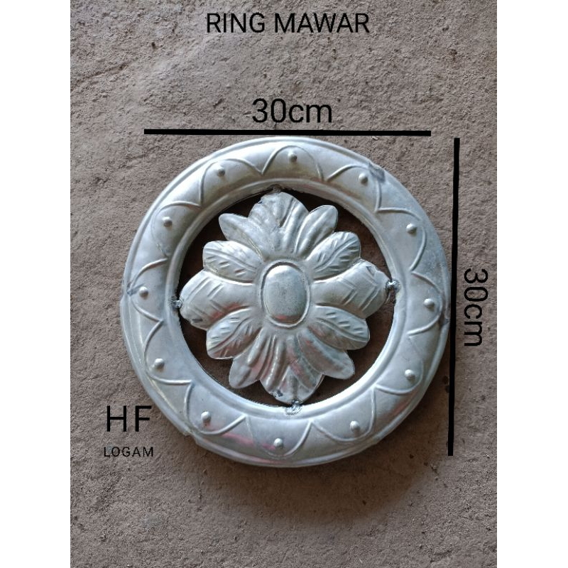 ornamen pagar besi tempa ring mawar bulat ukuran 30cm dua muka