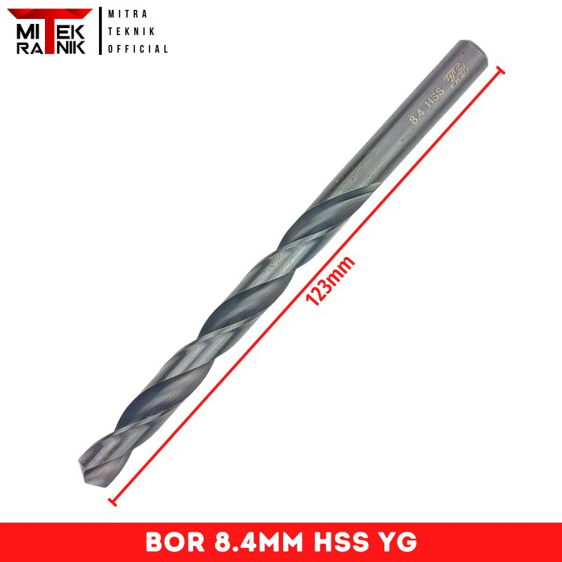 Mata Bor 8.4mm Panjang 123mm Bor Besi HSS Twist Drill YG