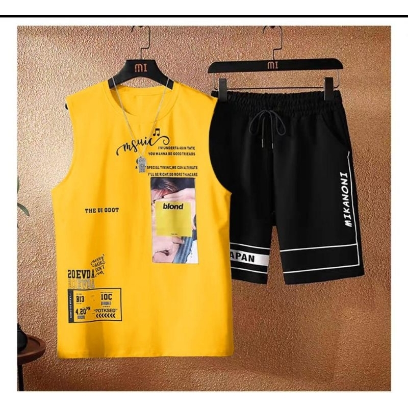 STELAN ( ODOT ) STELAN PRIA DEWASA 1 SET BAJU KAOS SINGLET + CELANA PENDEK MODEL TERBARU