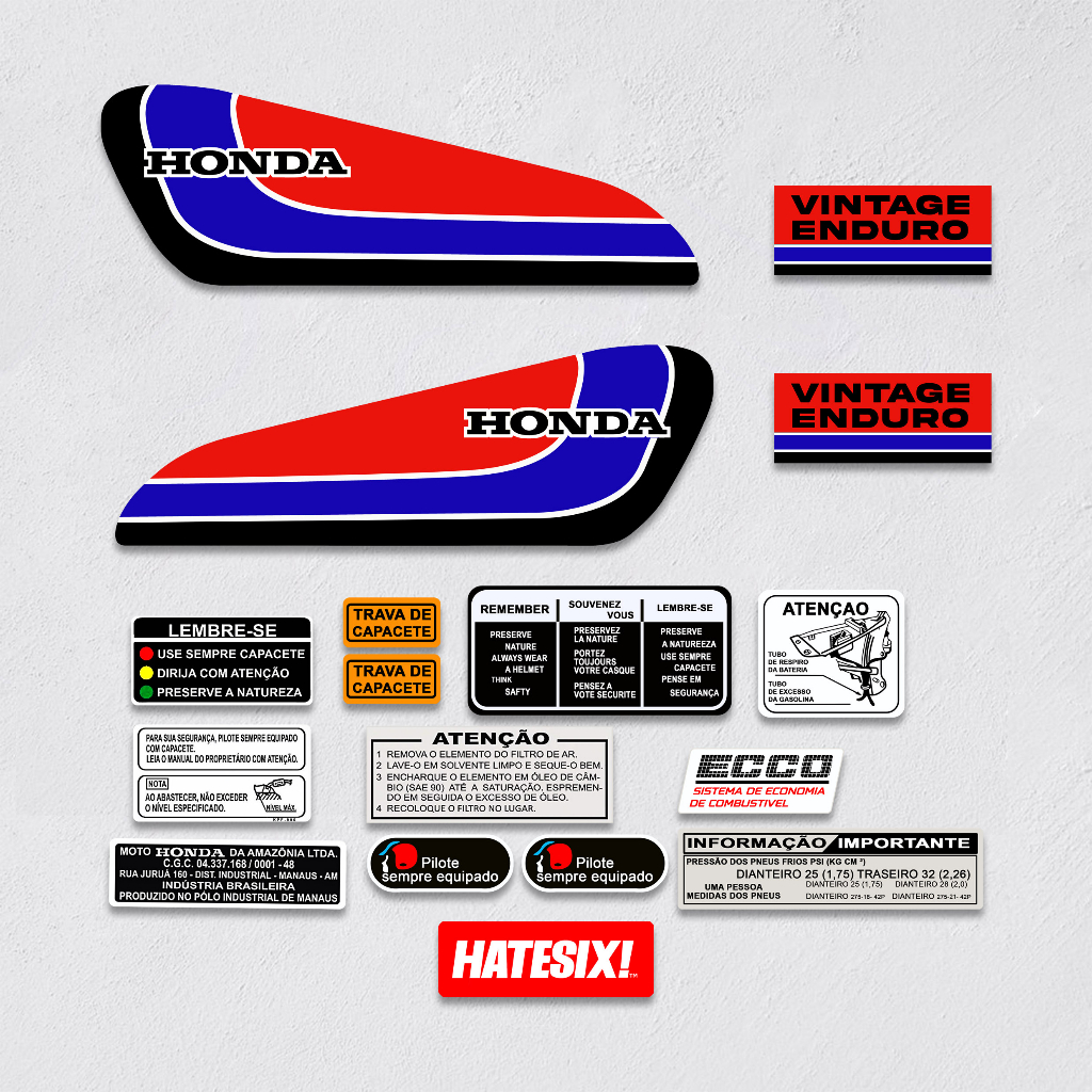 Stiker Decal Honda Vintage Enduro Hatesix