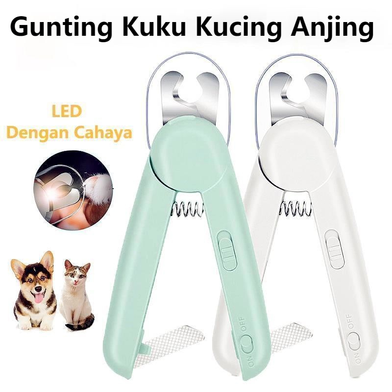 F28 LED Gunting dan Kikir SET Kucing Anjing dengan Penadah Kuku Transparan / LED Nail Clipper