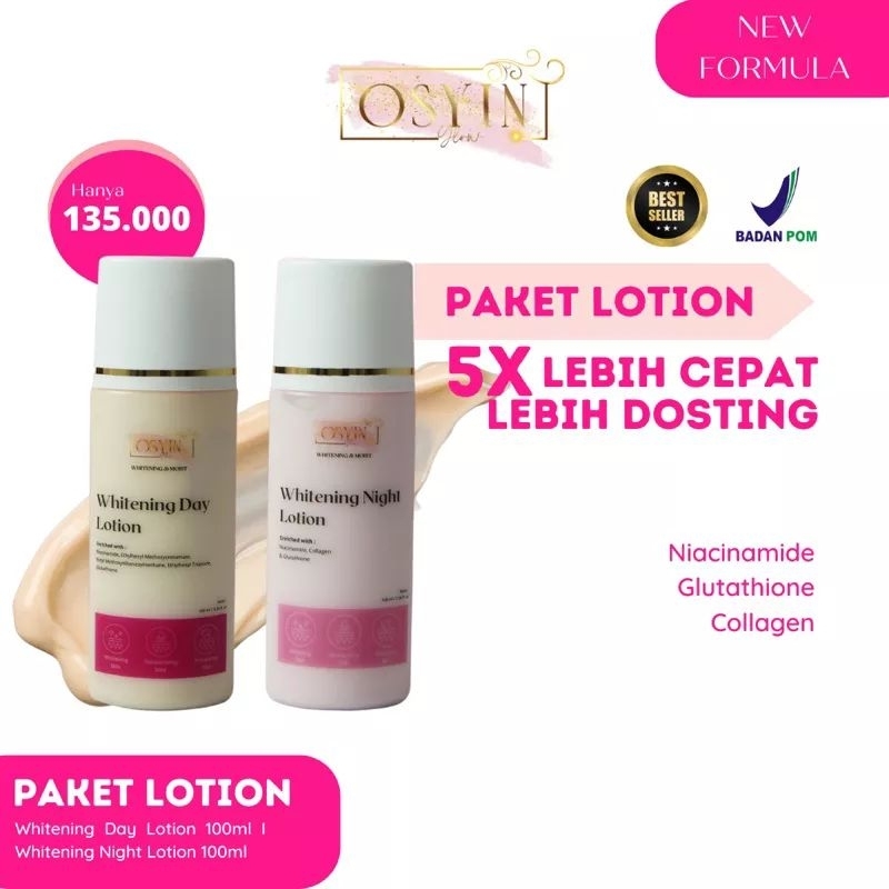 OSYIN GLOW whitening formula baru lotion day & night