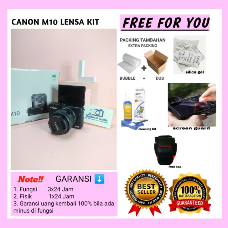 Canon m10 lensa kit siap pakai
