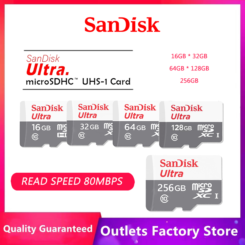 Memori card 16GB/32GB/64GB/128GB/256GB CLASS 10 80Mbps Micro sd Memory Cards hp (COD) instant shipping