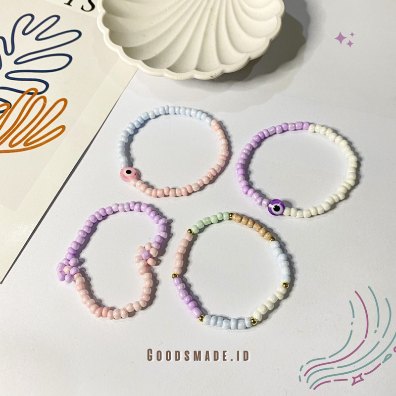 GELANG MANIK PASTEL DAISY / EVIL EYE KOREA