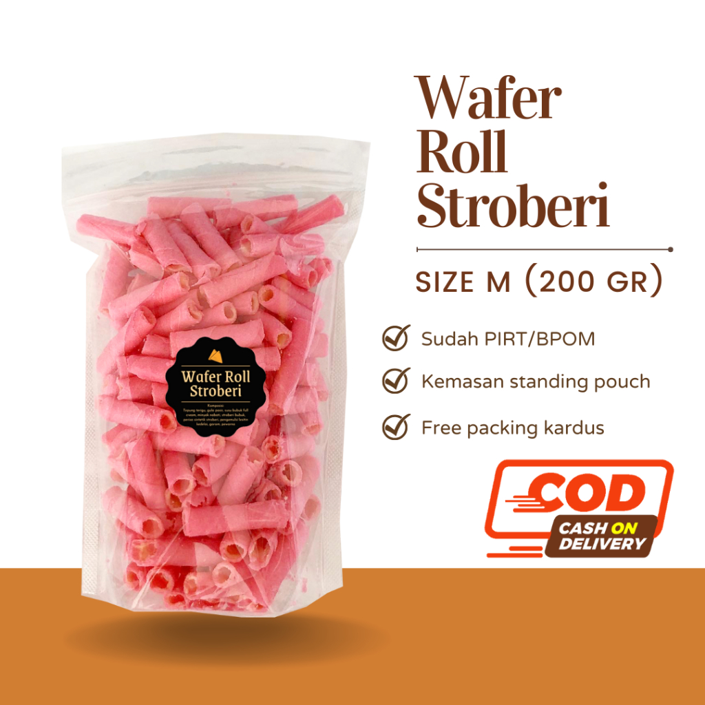 [DELISH SNACKS] Wafer Roll (M) 200gr Cokelat / Stroberi / Vanilla / Blueberry / Pandan / Susu / Snack Cemilan Manis