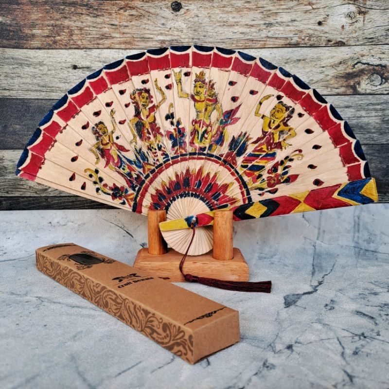 Made by Order ~ KIPAS LUKIS WAYANG Asli Bali / Kipas Kayu Lukis / Kipas Wayang / Pajangan Kipas