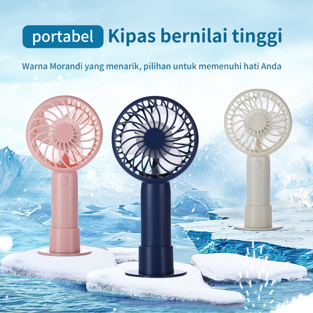 Kipas Angin Mini Portable Rechargeable Fan 3-Speed Kipas Angin Genggam Bisa Phone Stand