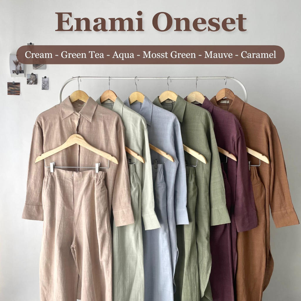 Enami Linen One set ILong Shirt Linen and Pants Linen [YEPPUOUTFIT]