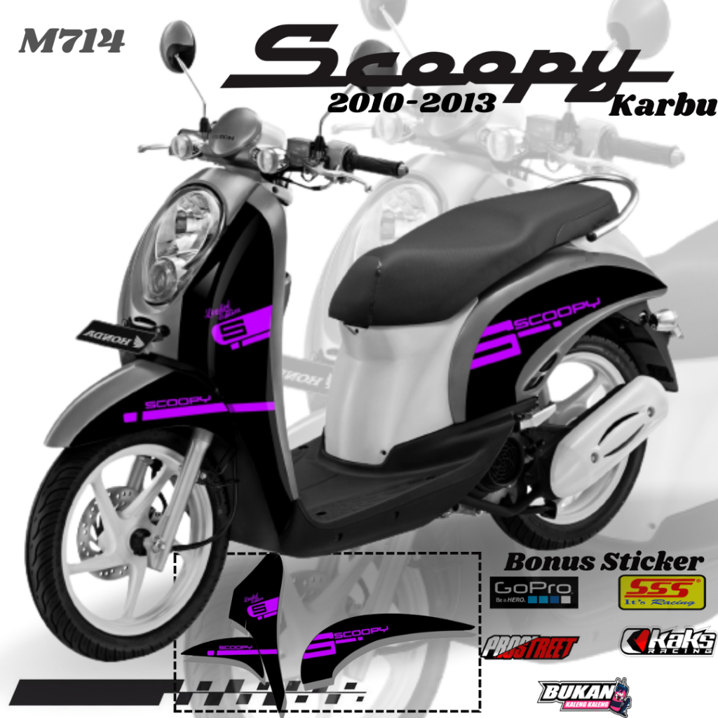 Stiker Striping Motor Honda Scoopy Old Karbu Lawas KODE M712 - Sticker Decal Print List Variasi  Mot