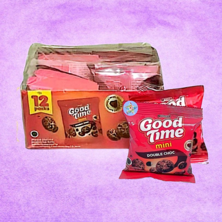 

GOOD TIME Mini Double Choc Cookies - 1 Box isi 12 Pack | Biskuit Snack Coklat Chocochips Jajanan Makanan Ringan