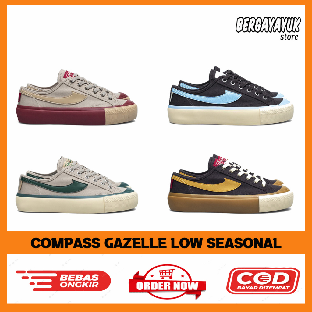 Sepatu Compass Gazelle Wafer Green / Caramel / Choco Ice / Wafer Maroon - Original Brand New In Box