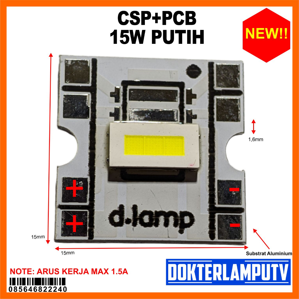 CSP + PCB 15W PUTIH DIY PROYEKTOR LED 3570 9V DOKTERLAMPUTV