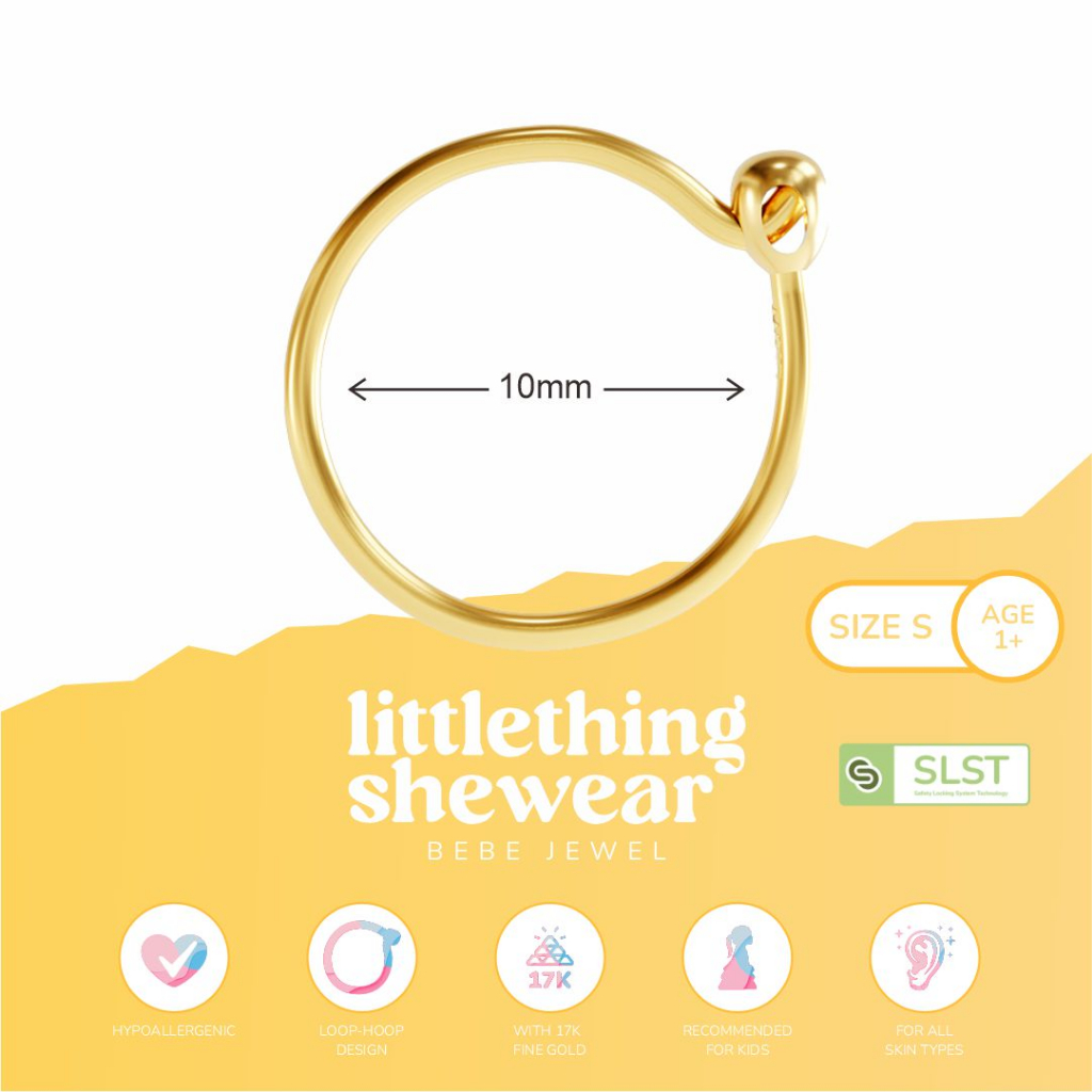 Littlethingshewear Anting Loop Hoop S (10 mm) – 17K Anti Karat Anti Alergi Aman dan Nyaman Emas Asli