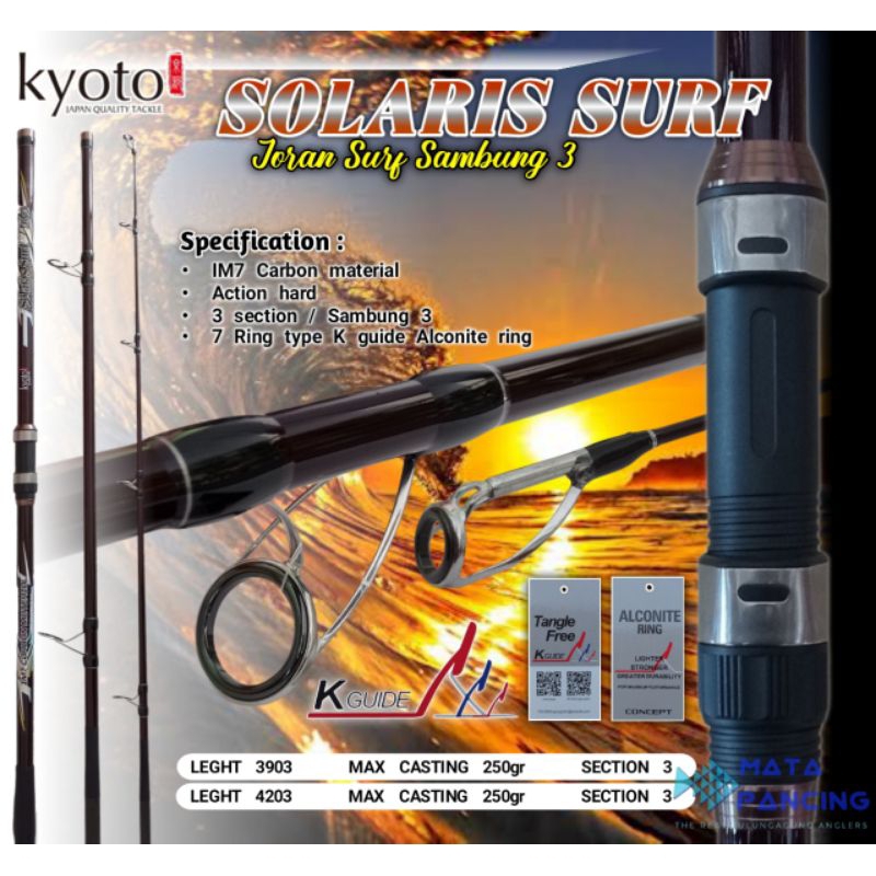 Joran Surf sambung 3 kyoto solaris 390 420 IM7 carbon material 3 section