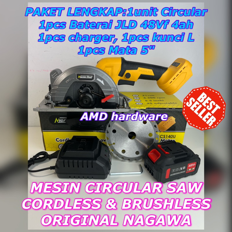 NAGAWA BCS140U CIRCULLAR SAW CORDLESS 5,5" BRUSHLESS Circle 5 inci HANYA UNIT Circular tanpa Baterai