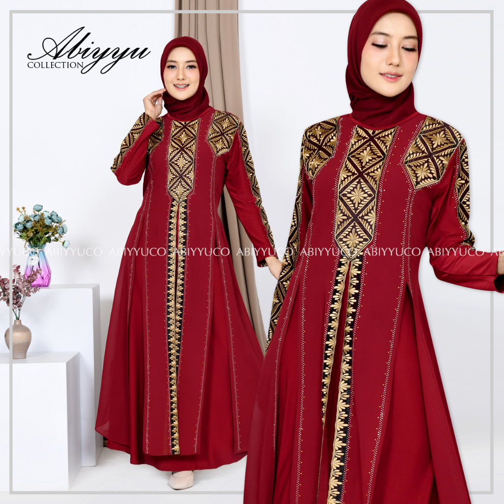 Abiyyuco TA9028 | Gamis Abaya Turki Sultan Turkey Terbaru 2023 Turky Hitam Elegan Warna Warni Termewah