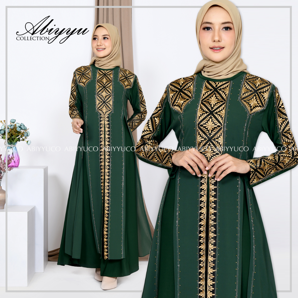 Abiyyuco TA9028 | Gamis Abaya Turki Sultan Turkey Terbaru 2023 Turky Hitam Elegan Warna Warni Termewah