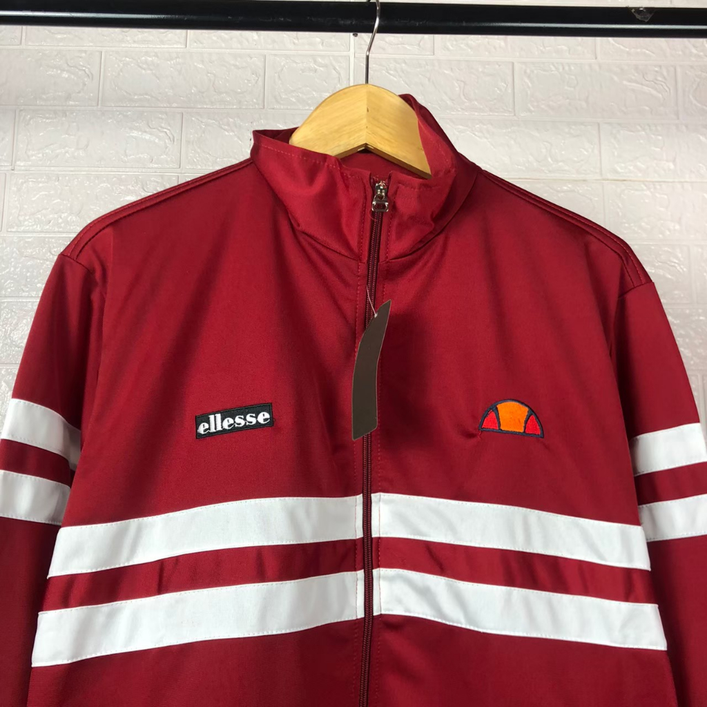 Jaket Tracktop Ellesse Firebird premium pria - Merah Strep putih LOTTO DIADORA