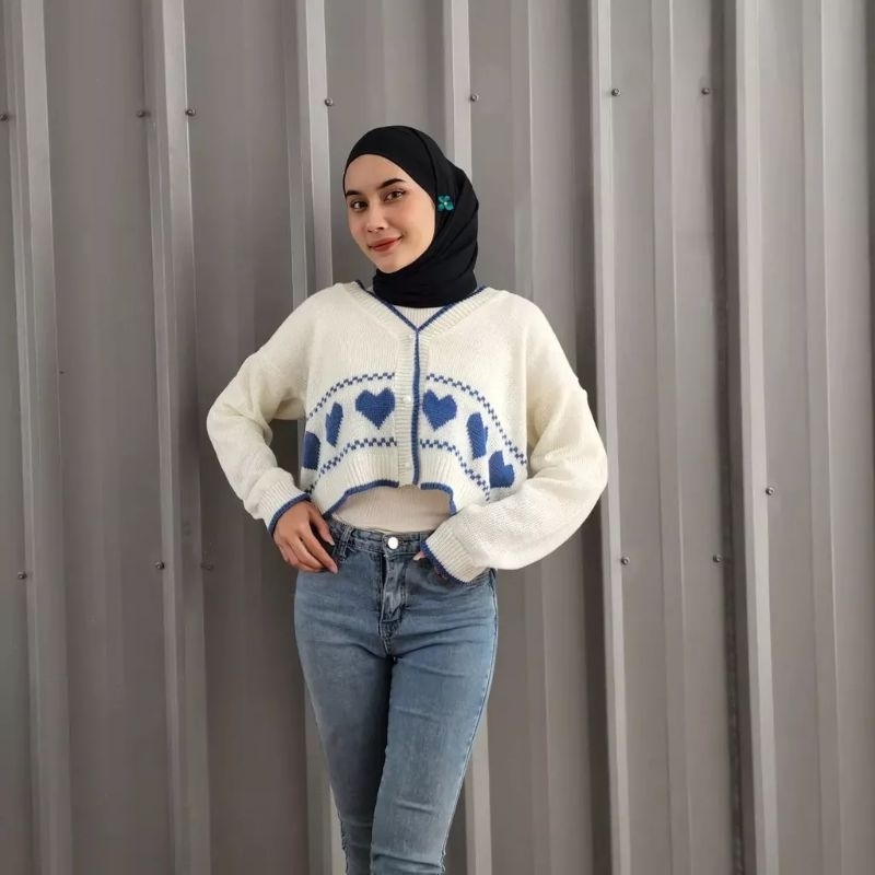 OUTWEAR LOVA CROOPE OUTER | RAJUT CARDIGAN CROP WANITA TRENDY MURAH | CARDIGAN RAJUT KANCING CROP WANITA