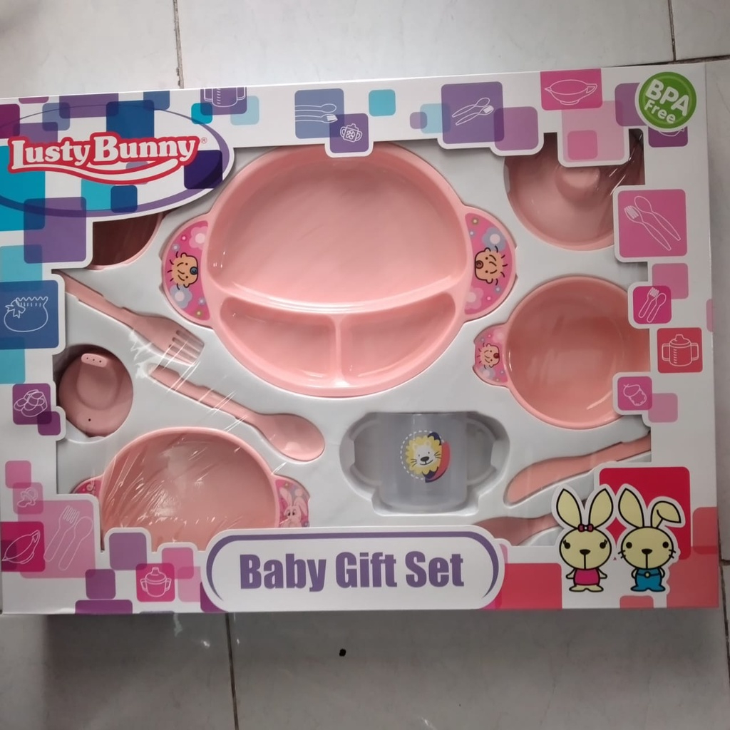 SET Alat Makan Bayi PEACH LUSTY BUNNY 1882 Feeding Set BABY GIFT SET Perlengkapan Makan Bayi Gelas Mangkuk Sendok Garpu Kado Bayi Lahir anak Ultah new born  bingkisan giftset sets peralakatan makan baju box eksklusif ibu mela