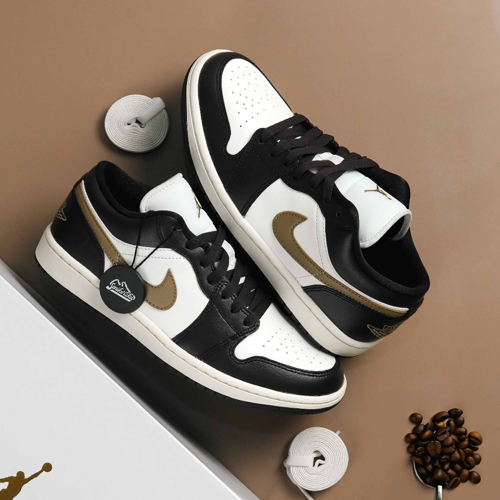 Air Jordan 1 Low Black Mocha Swoosh