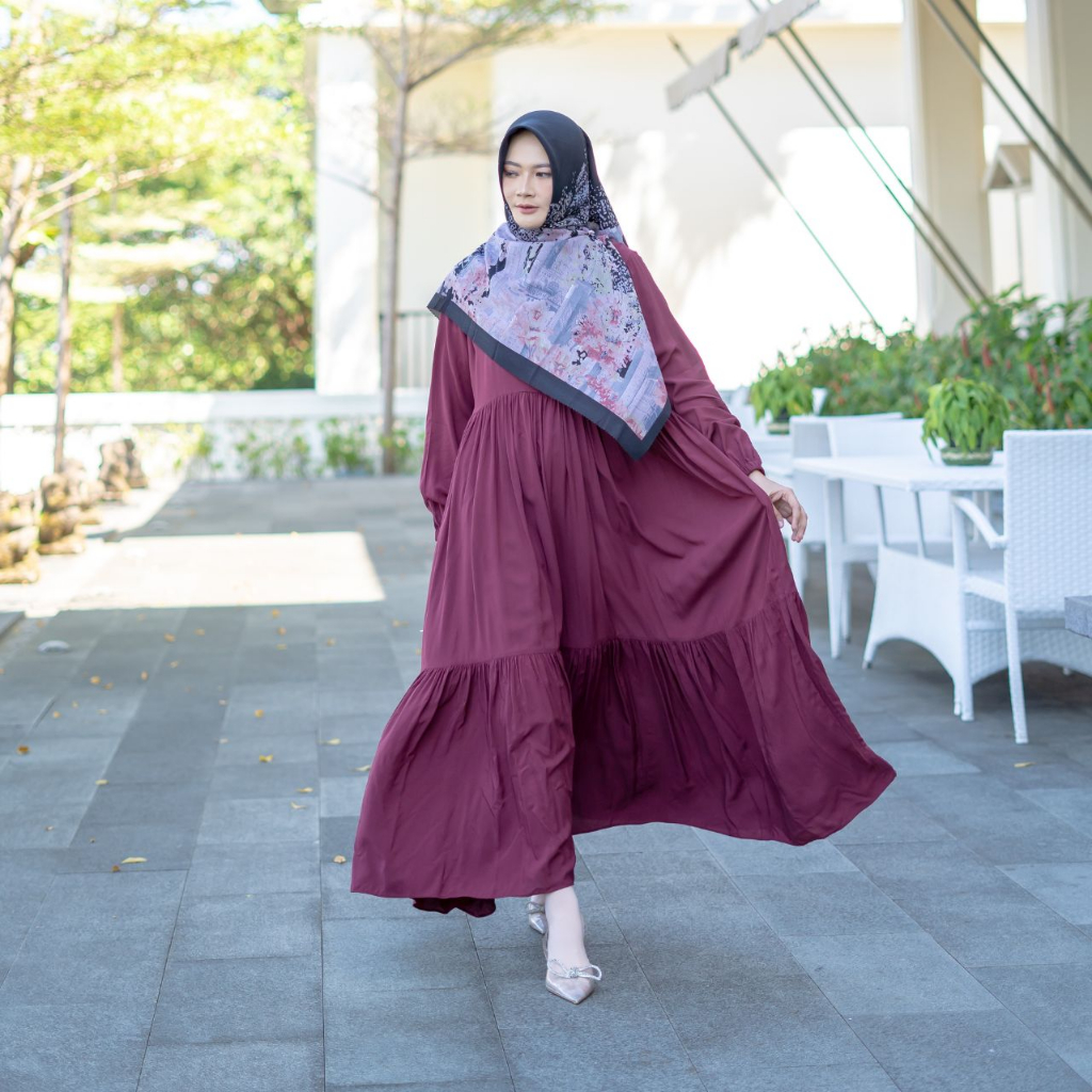 AIJO - Dress Panjang 3 Layer - Dress Panjang Wanita