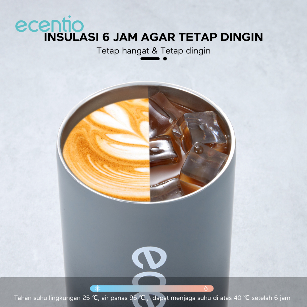 ecentio Cangkir Tumbler Kopi Stainless Steel Ukuran 600ml coffee cup stainless steel vacuum Free Sedotan