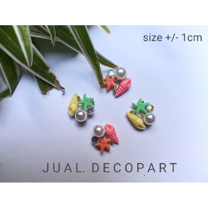 3d hiasan tasbih / kuku / hiasan nail art dan craft model kerang siput laut