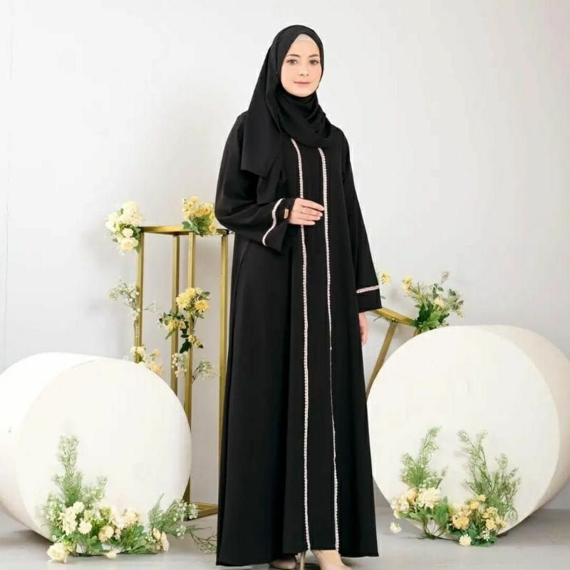 Abaya gamis hitam arabian polos simple premium dress remaja jumbo maxi kekinian ban adem dan nyaman 