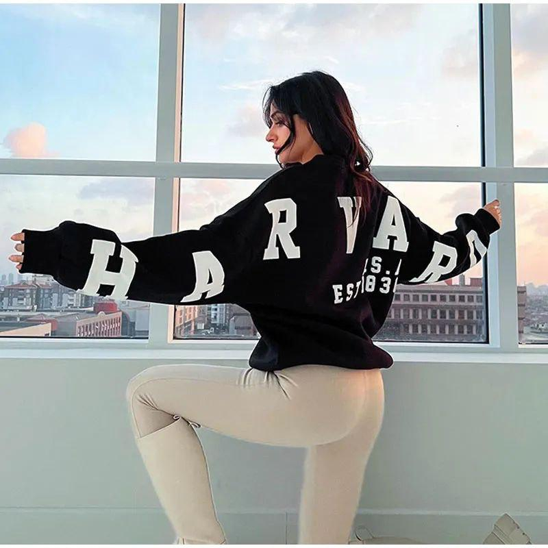 Sweater oblong uniseks lengan panjang - HAVARD BACK - Sweatshirt korean basic oversize