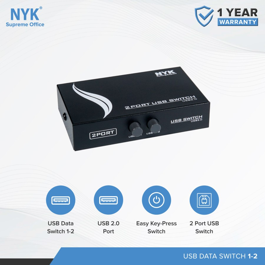 USB HUB NYK USB 2.0 Data Switch Printer 1-2 port