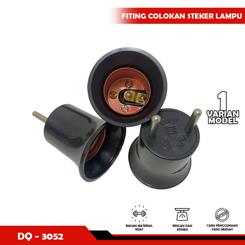 Fitting Lampu Colokan Warna Hitam Premium - SOSOYO