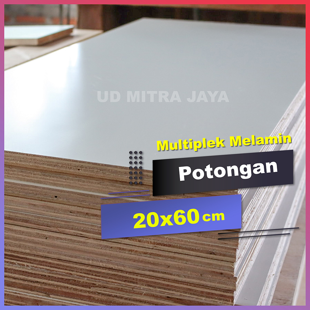 triplek melamin 1 sisi 18mm doff potongan ukuran 20x60