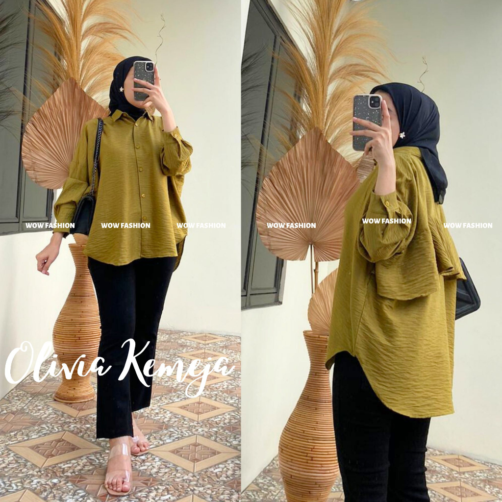 WOW-Olivia Kemeja Back Layer Wanita/ Pololinen Premium / Blouse Lucu /Baju Cewek