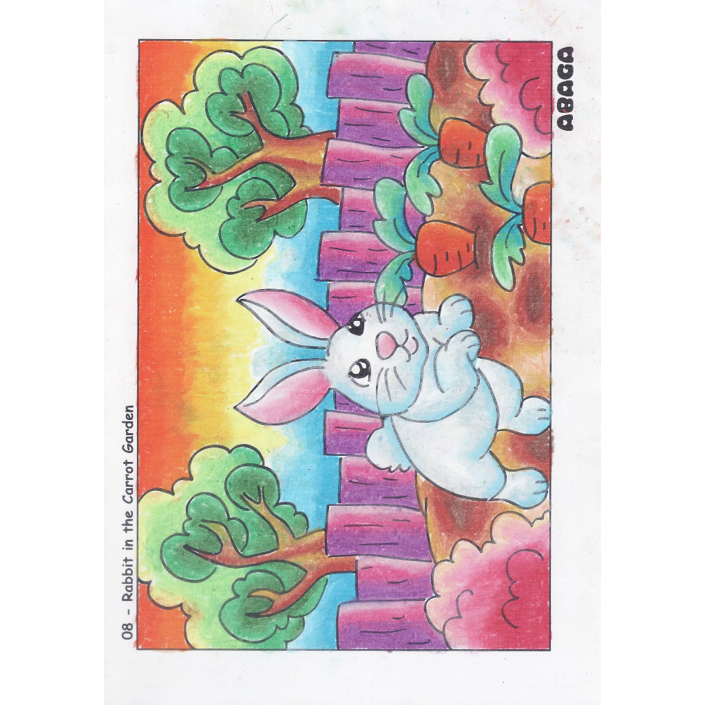 

Lembar Mewarnai Anak Teknik Pastel / Rabbit In The Carrot Garden / Smart Coloring Page