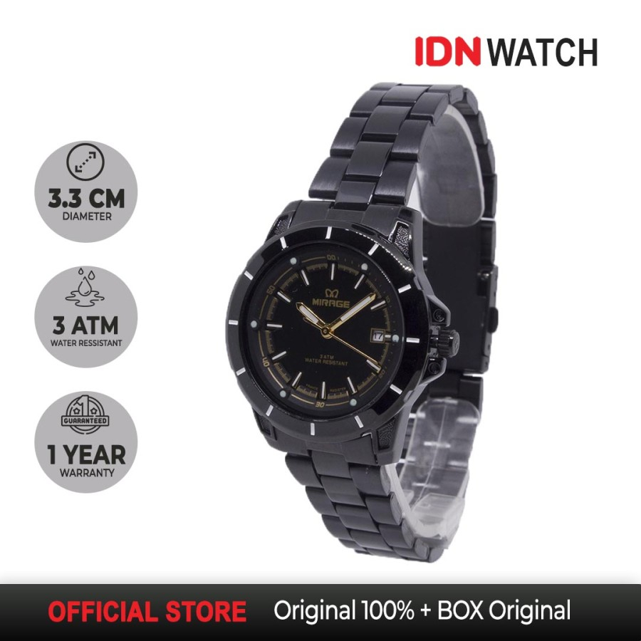 Jam Tangan Mirage Original Wanita Garansi 1 Tahun 8713L Hitam || Black Rosegold