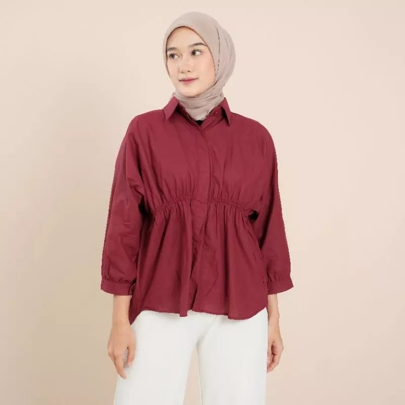 Alya Shirt Wanita - Atasan Wanita - Kemeja Kerut Depan Wanita