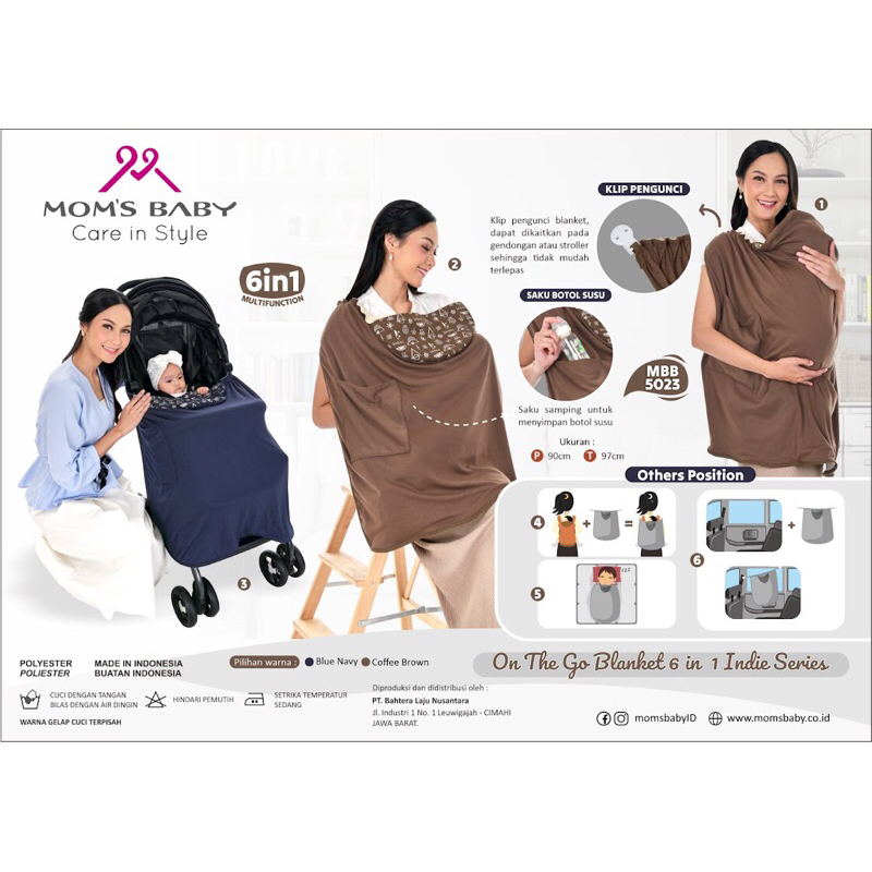 MOMS BABY On The Go Baby Blanket/ Selimut 6in1 Wilona/ Aurora/ Cloudy Series 6in1