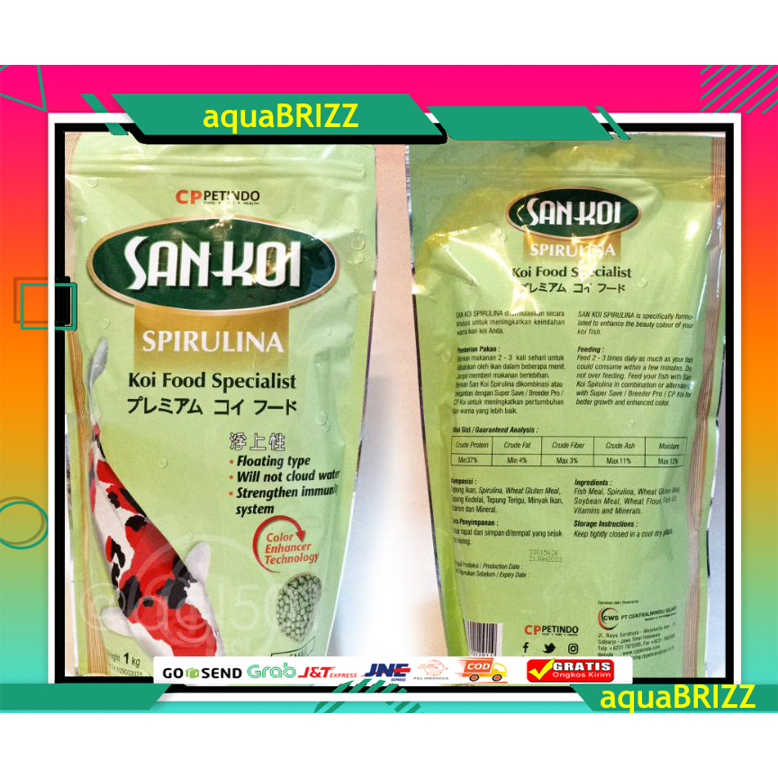 Sankoi San Koi Spirulina Medium M Pakan Makanan Ikan Koi 1kg 1 Kg