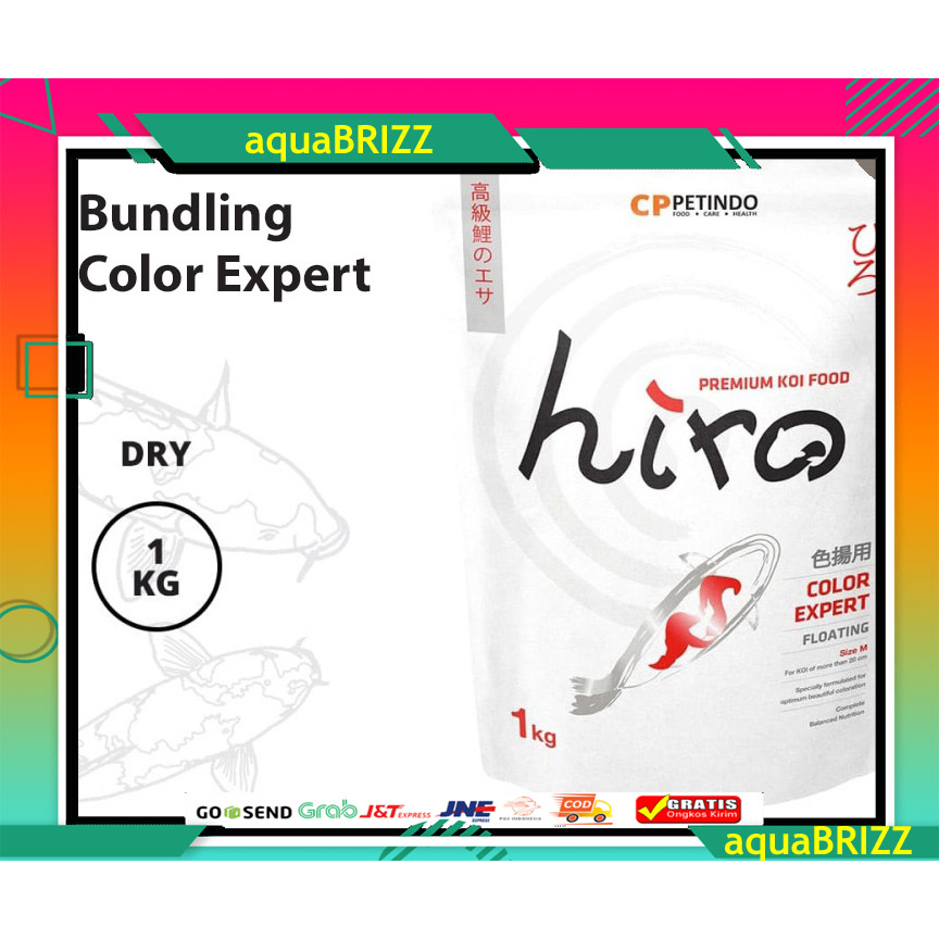 Makanan pelet pakan ikan koi HIRO COLOUR EXPERT &amp; HIGH GROWTH FRESHPACK 1 KG premium koi fish food