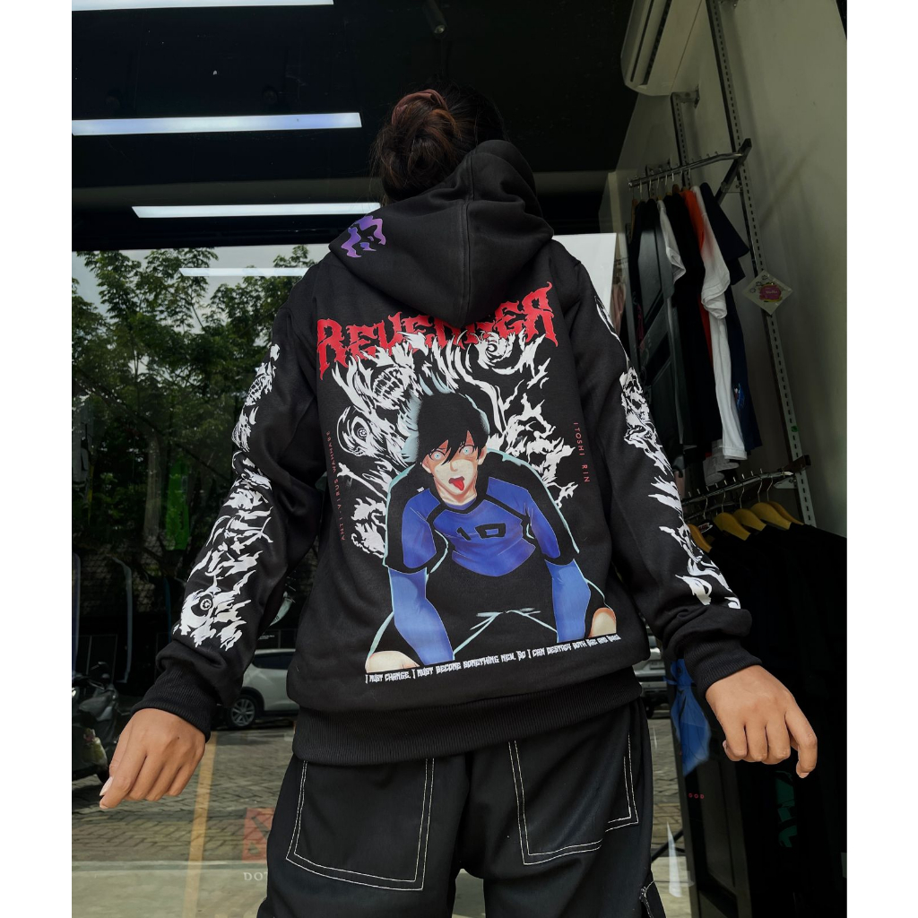 Torizu Hoodie Itoshi Rin Revenger Black Anime Manga Blue Lock Premium Unisex