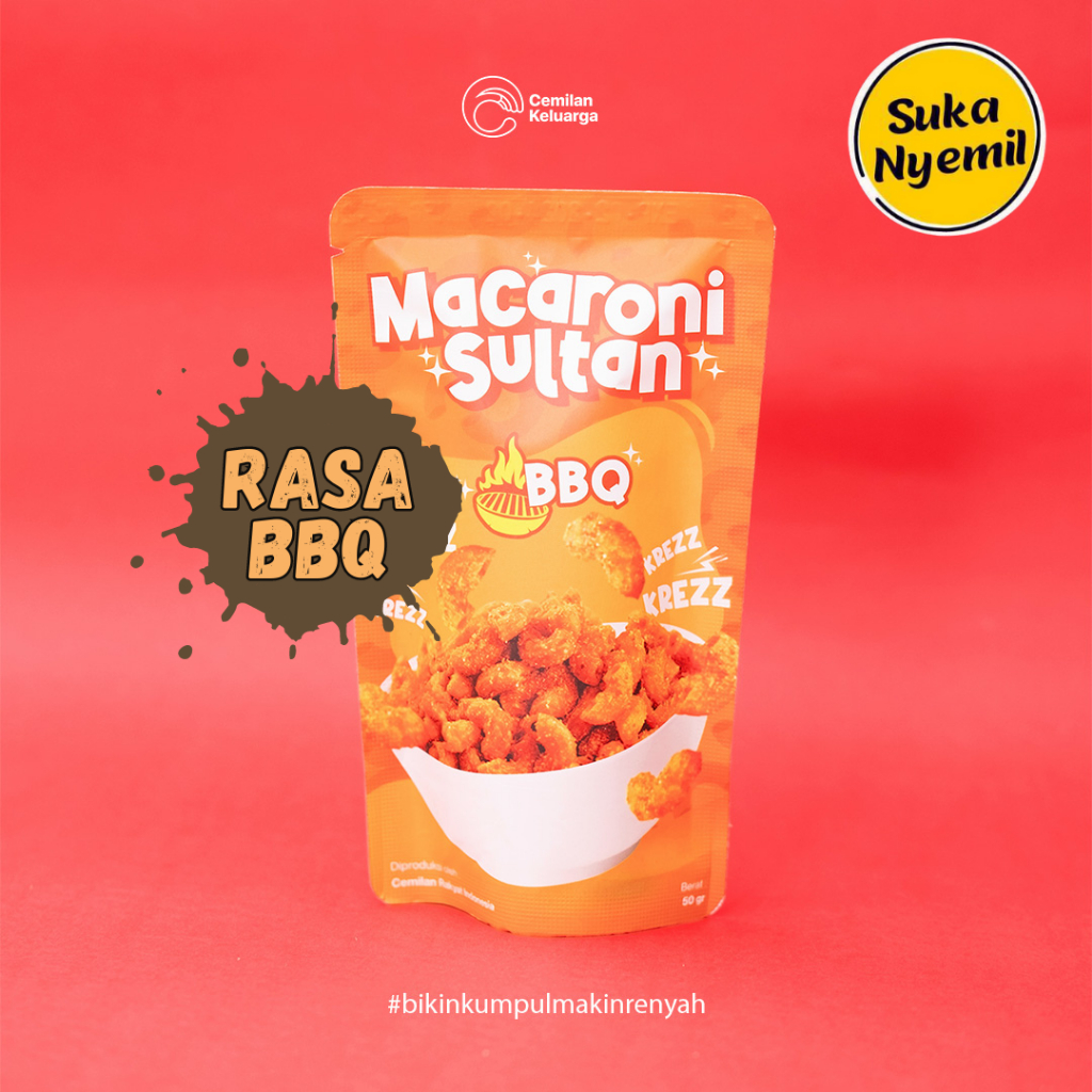 

SUKA NYEMIL - Macaroni Sultan Rasa BBQ Barbeque (50 gram) Jajanan Viral Renyah Gurih Cemilan Kekinian Snack Keluarga Indonesia