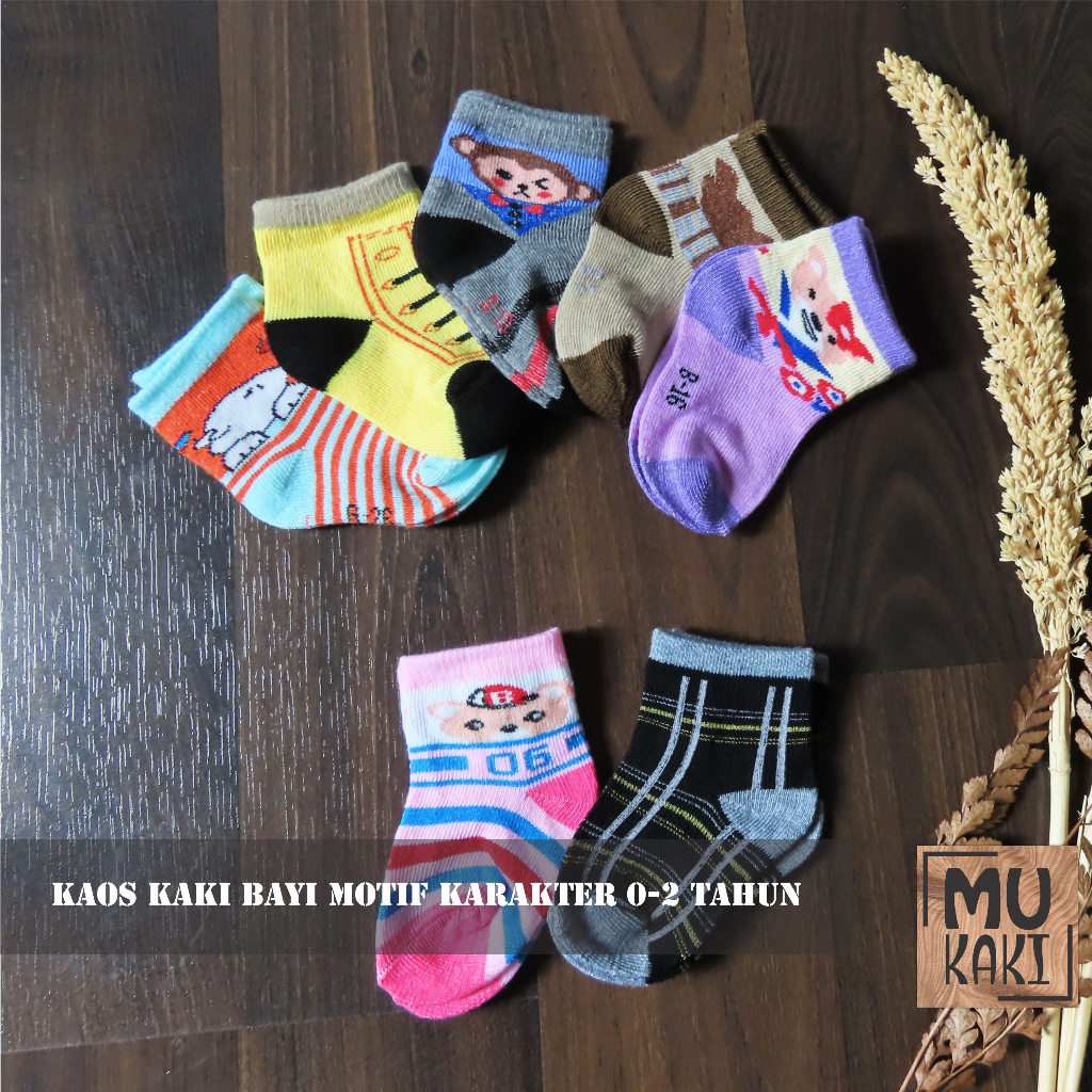 Kaos Kaki Anak Motif Karakter Usia 0-6 bulan Mukaki