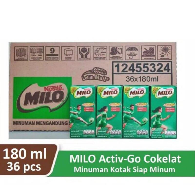 

(KHUSUS GOJEK GRAB) Susu Milo UHT Coklat Cokelat 180ml 1 Dus Karton isi 36pcs @180ml