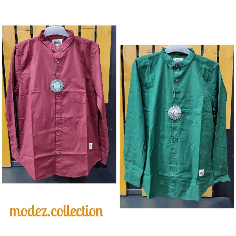 TRIPLE EIGHT Atasan Kemeja Pria Polos Lengan Panjang