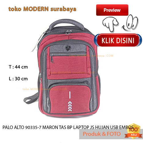 Tas ransel sekolah kerja PALO ALTO TAS BP LAPTOP JS HUJAN USB EMBOS