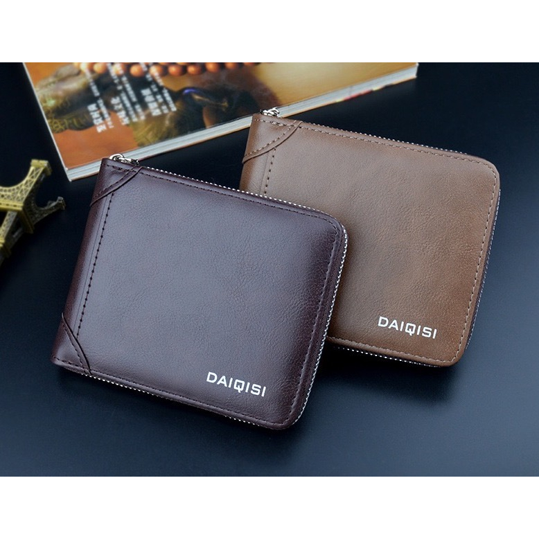 IMPOR DAIQISI YX602 DOMPET UANG LIPAT PRIA DENGAN ZIPPER SLETING ADA TEMPAT KOIN BAHAN LEMBUT TEBAL