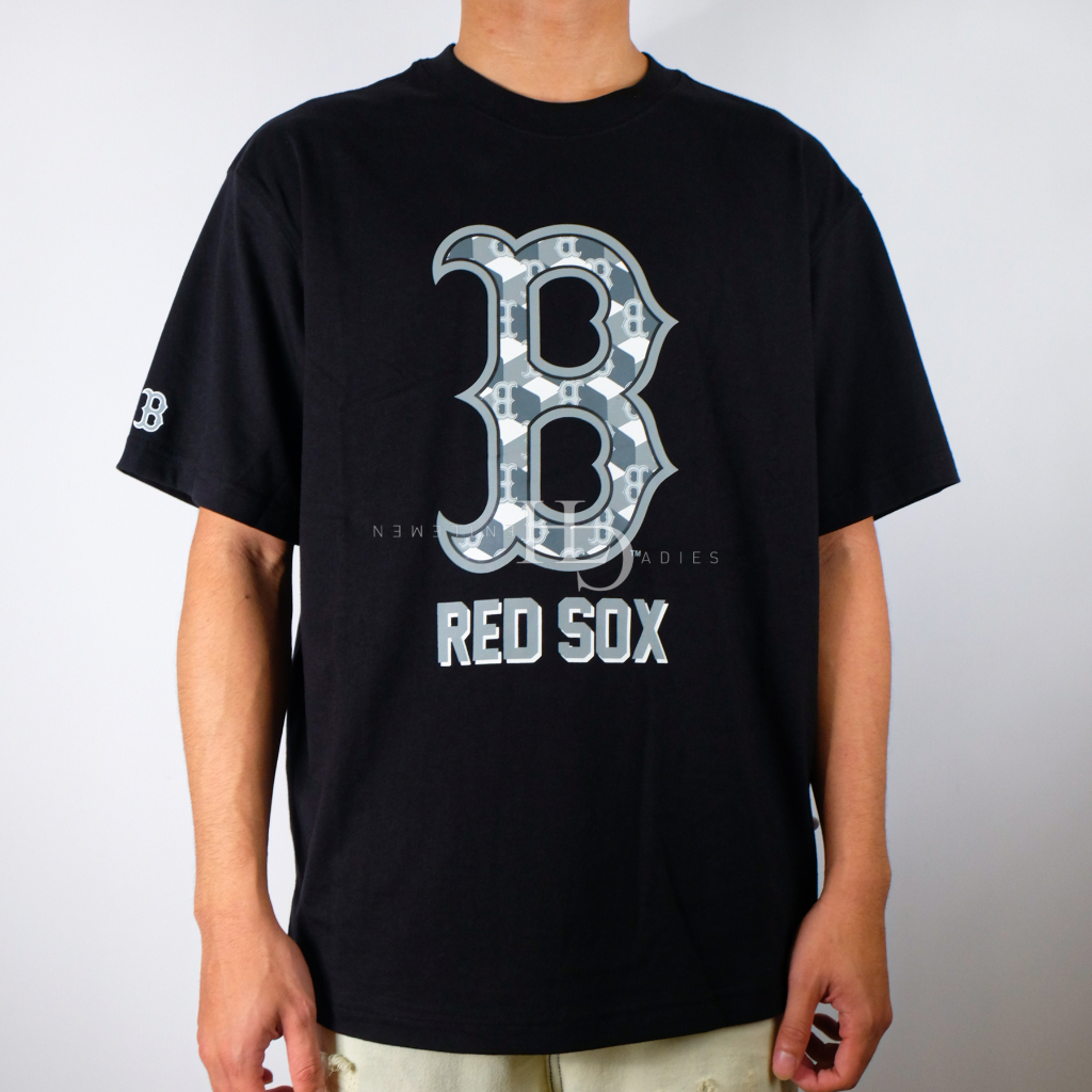 MLB Boston Redsox Cube Monogram Overfit Tee Black